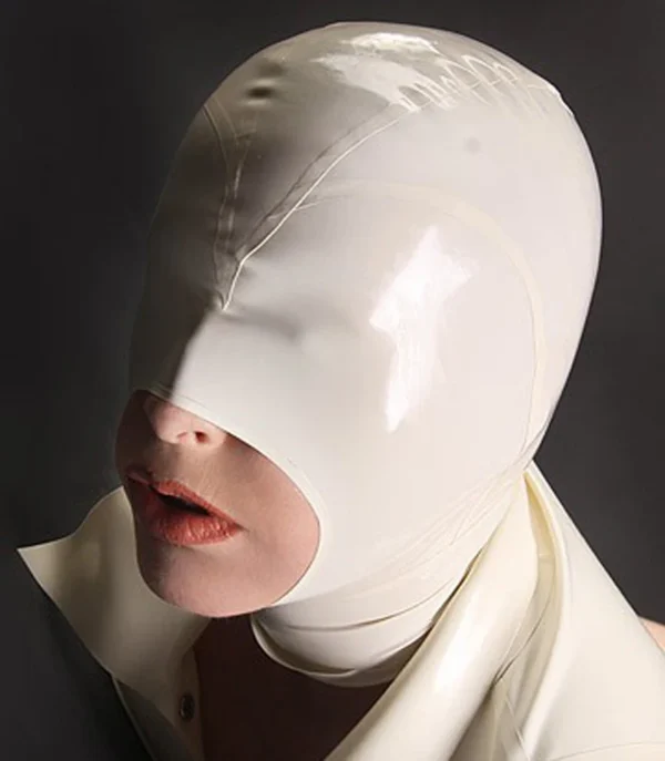 thumbnail image 2 of Latex Hood With Open Eyes, Mouth, Back Zipper – Unisex Club Wear Rubber Mask 2 of 4