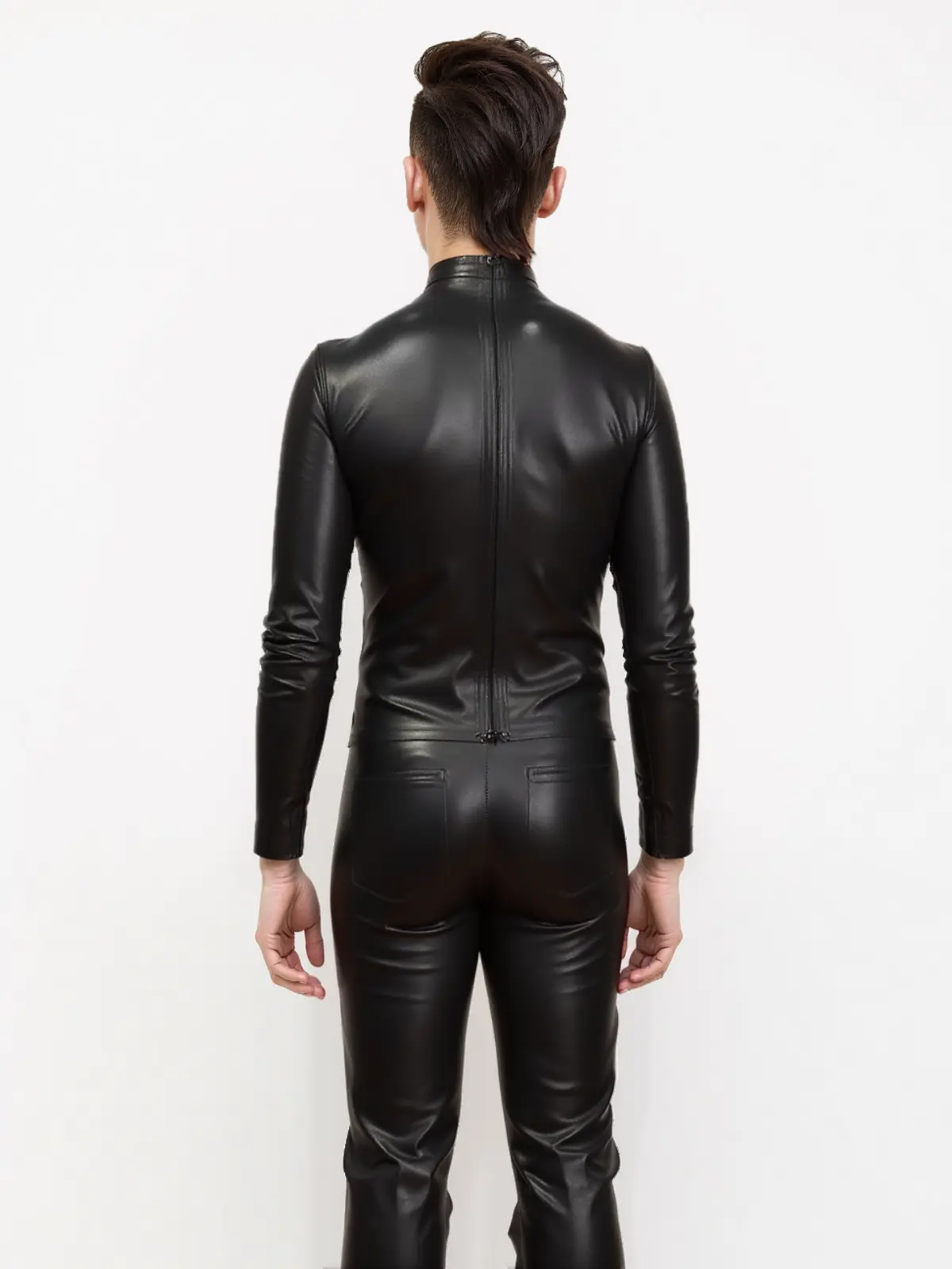 HJ123-5.webp Latex Mens High Neck Zip Shirt