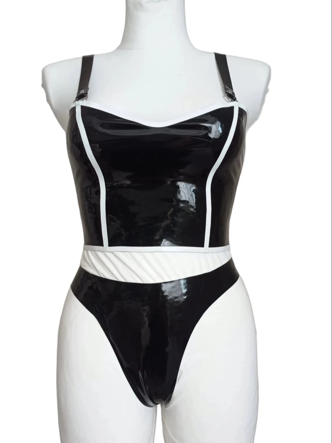 HJ1403-3.webp Latex Skirt and Top