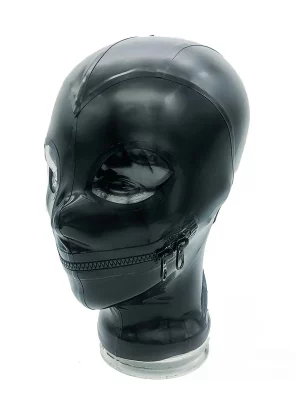 Latex Hood -Zip Mouth