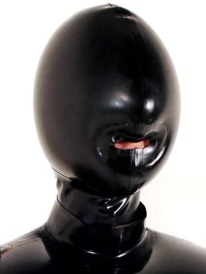 Cagoule En Latex Noir Avec Tube Respiratoire - Fermeture Éclair Dos - Pour Cosplay, Fête, Club - Tailles S à XXL
