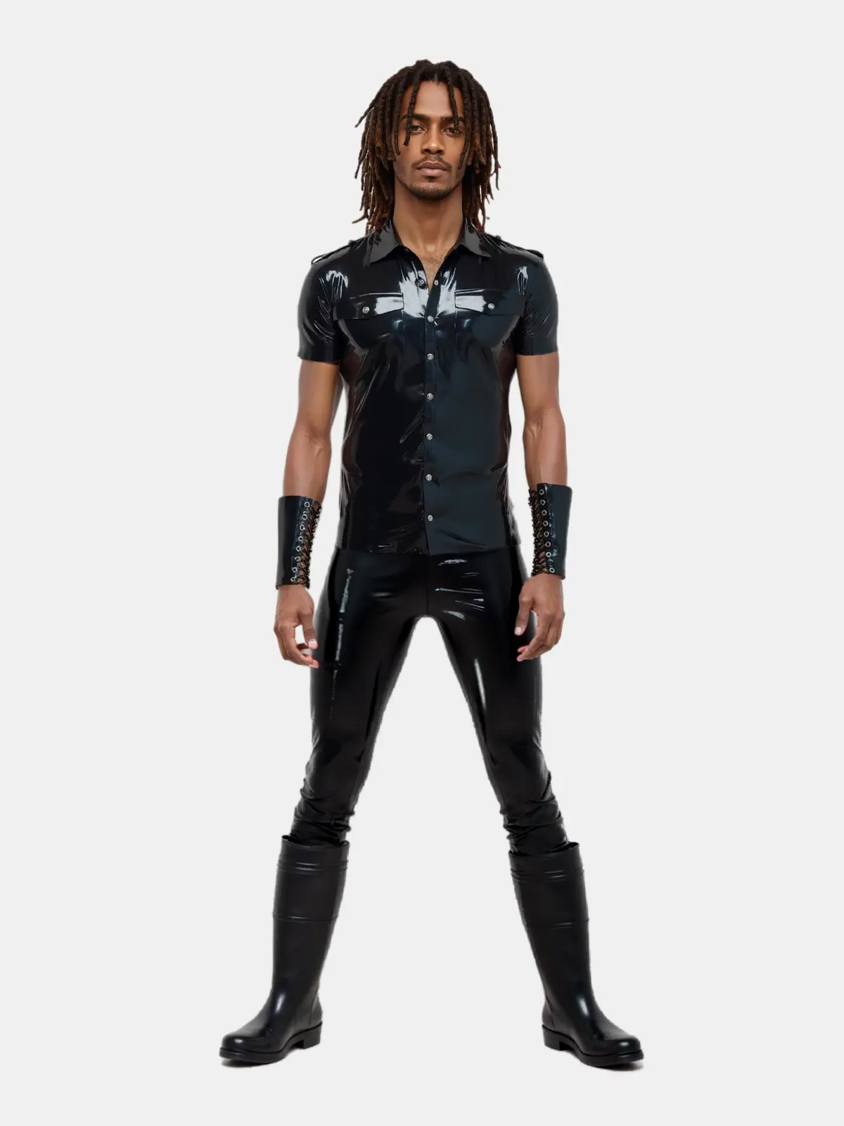 HJ147-2.webp Latex Black Uniform Shirt