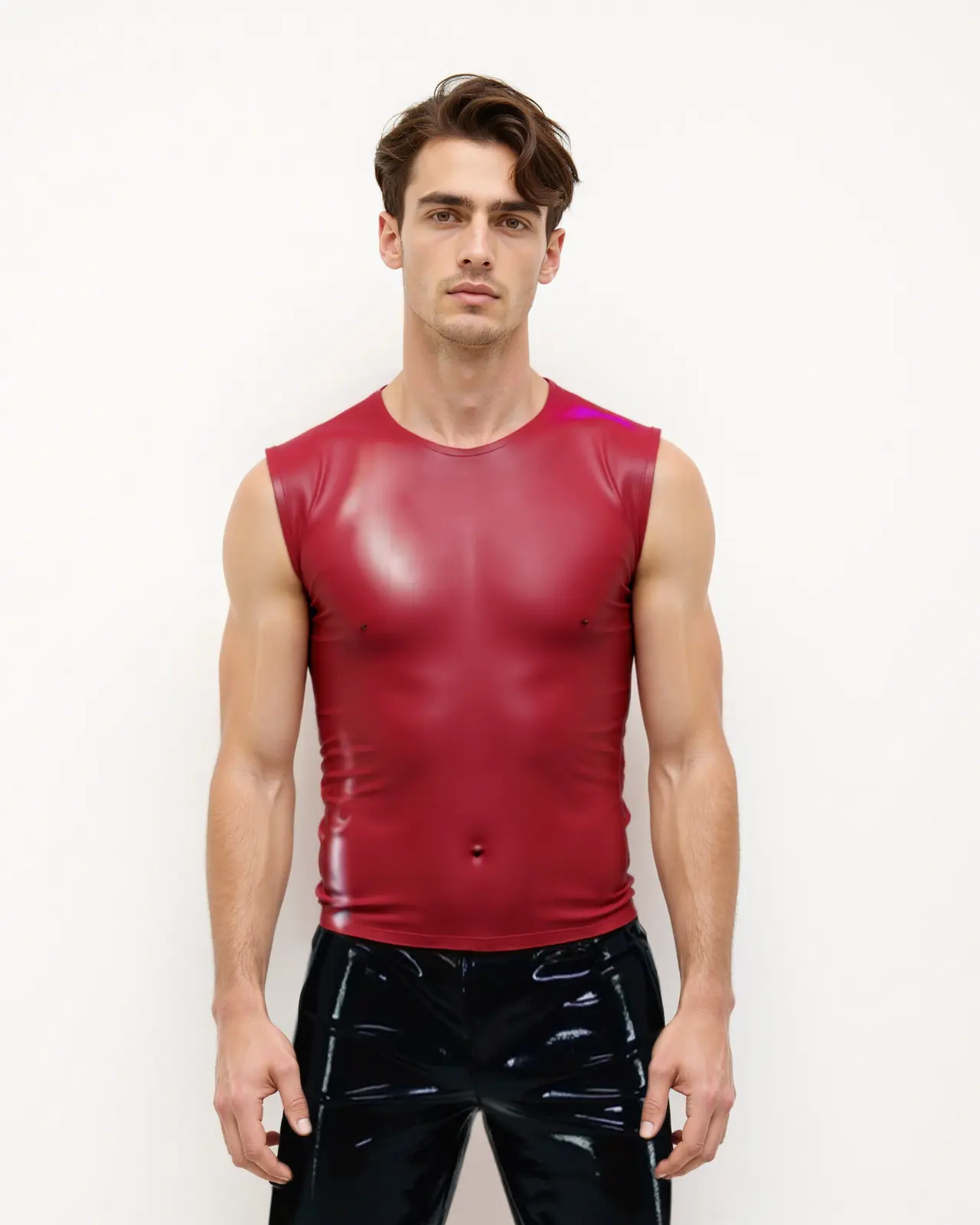 HJ155-1.webp Latex Red Mens Sleeveless T-Shirt