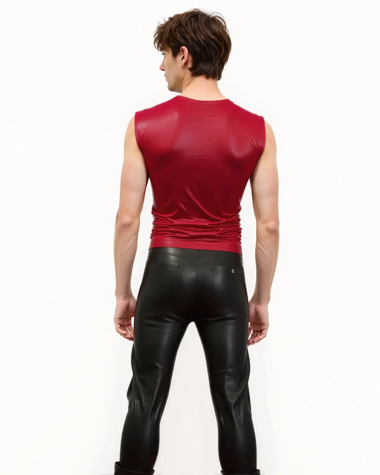 HJ155-4.webp Latex Red Mens Sleeveless T-Shirt