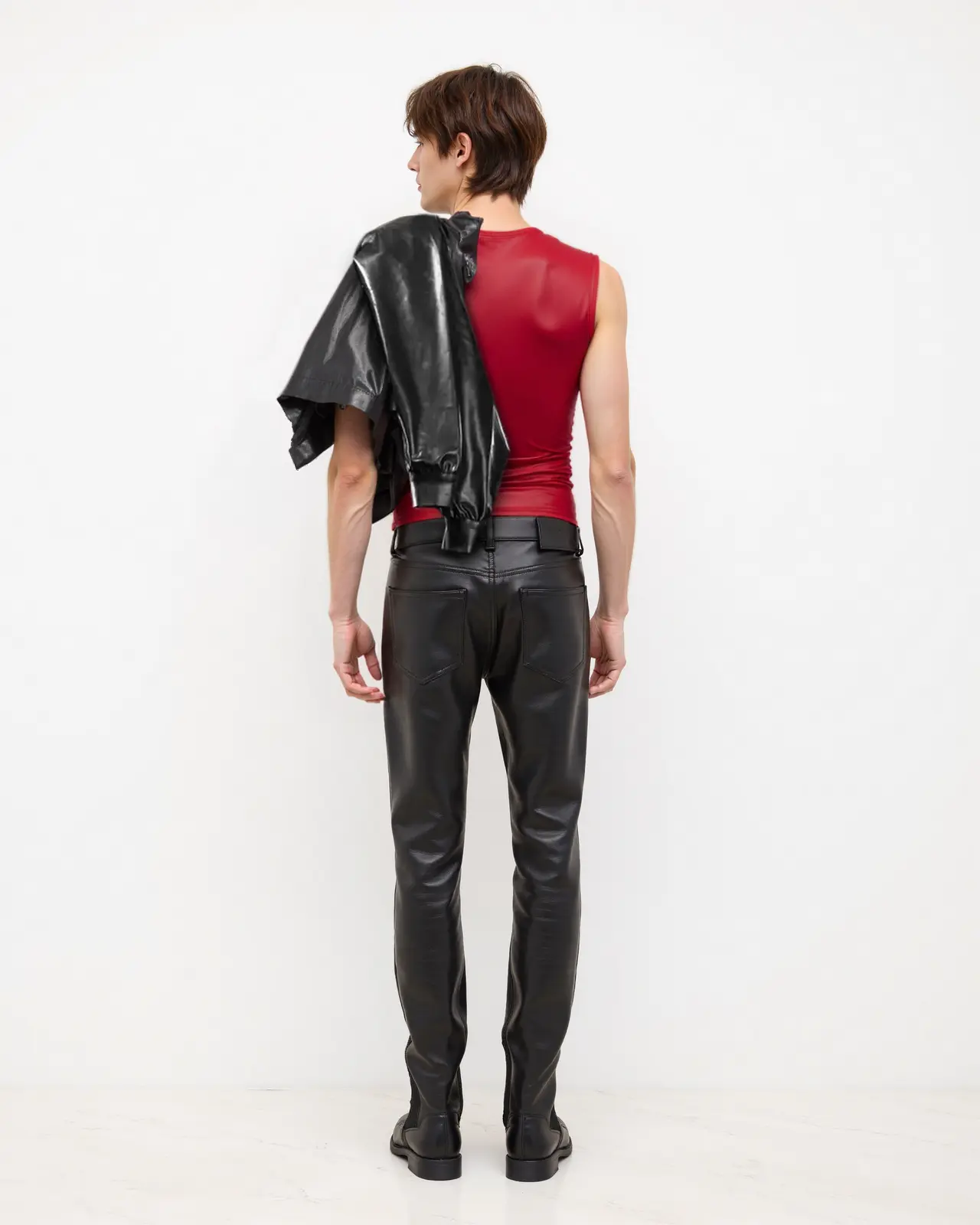 HJ155-5.webp Latex Red Mens Sleeveless T-Shirt