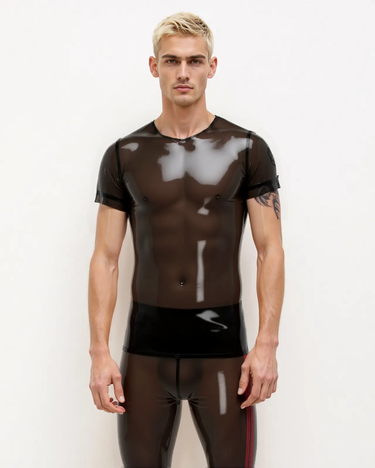 HJ159-4.webp Yellow Men's T-Latex Shirt (Short Sleeves)