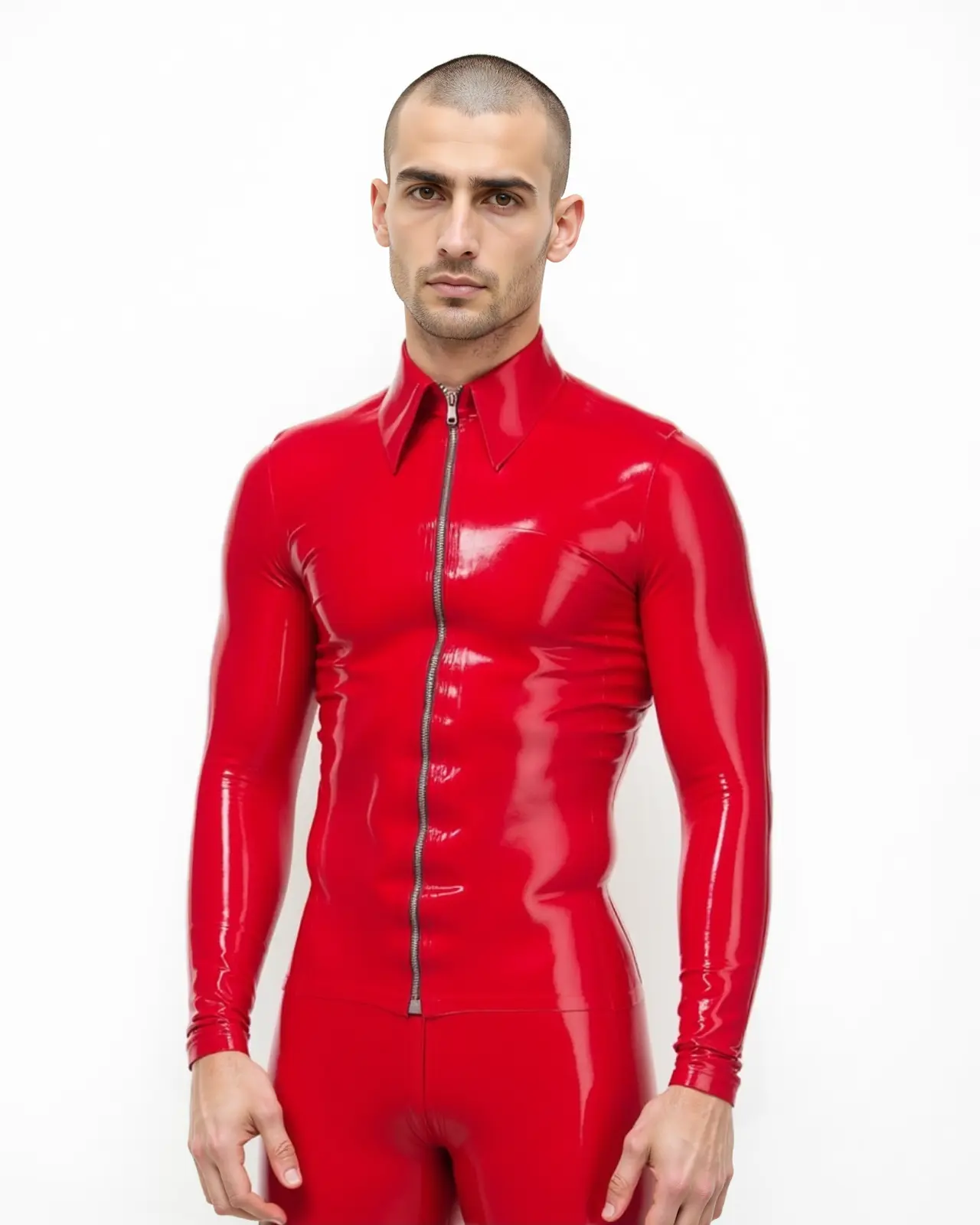 HJ277-1.webp Mens Dante Long Sleeve Polo Latex Shirt