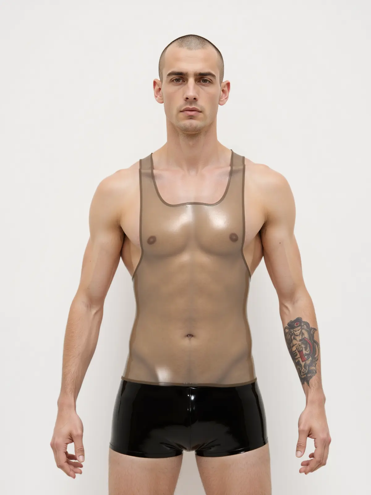 KKP251-2.webp Latex Singlet Pattern Leotard For Men