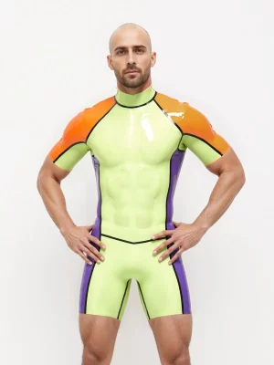 Latex Multicolor Shoulder-Zip Surfsuit For Men