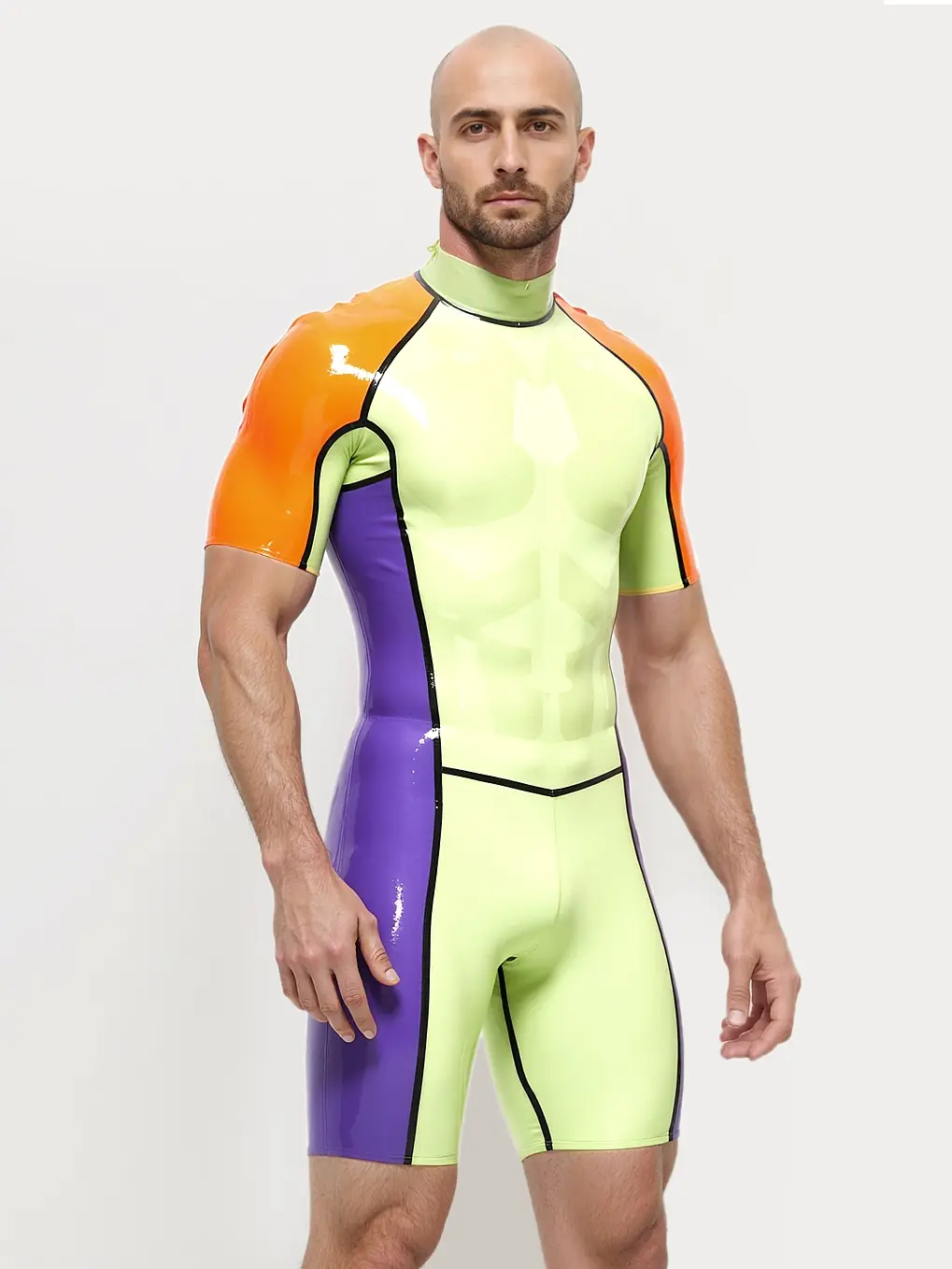KKP231-2.webp Latex Multicolor Shoulder-Zip Surfsuit For Men