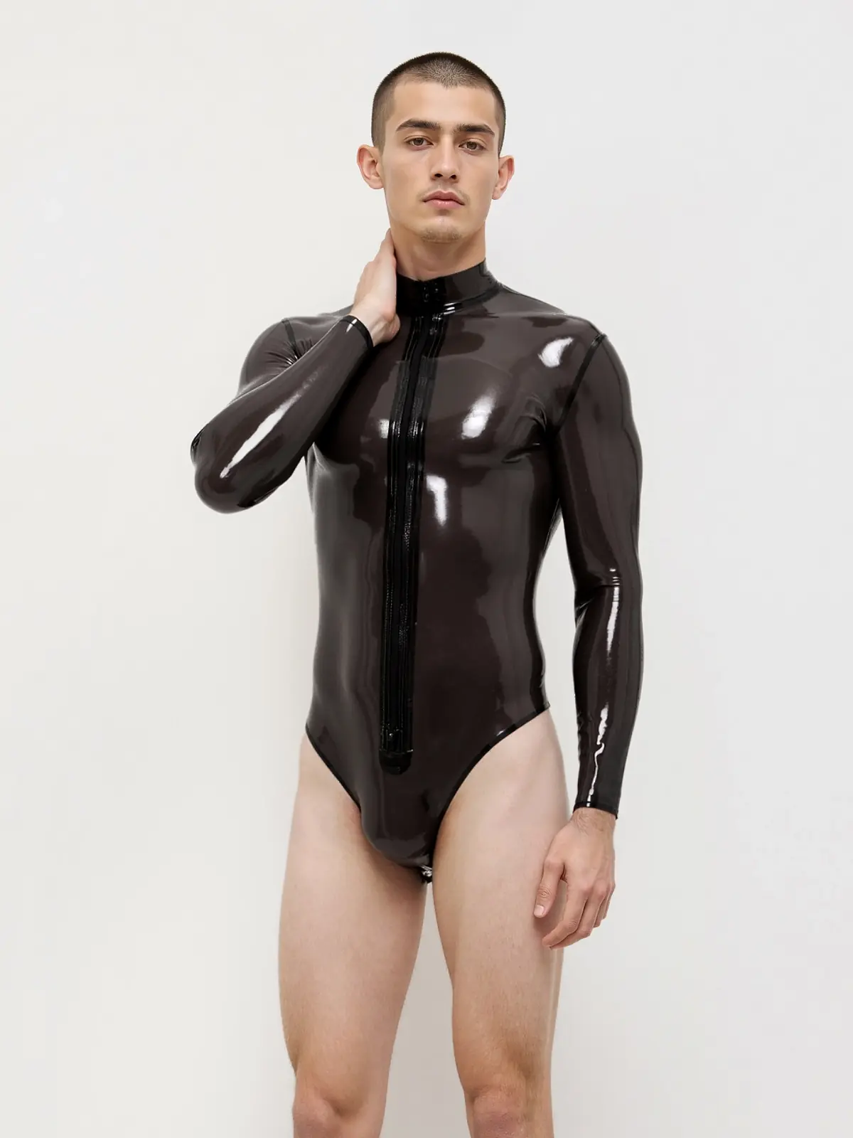 KKP239-1.webp Latex Long-Sleeved Leotard For Men