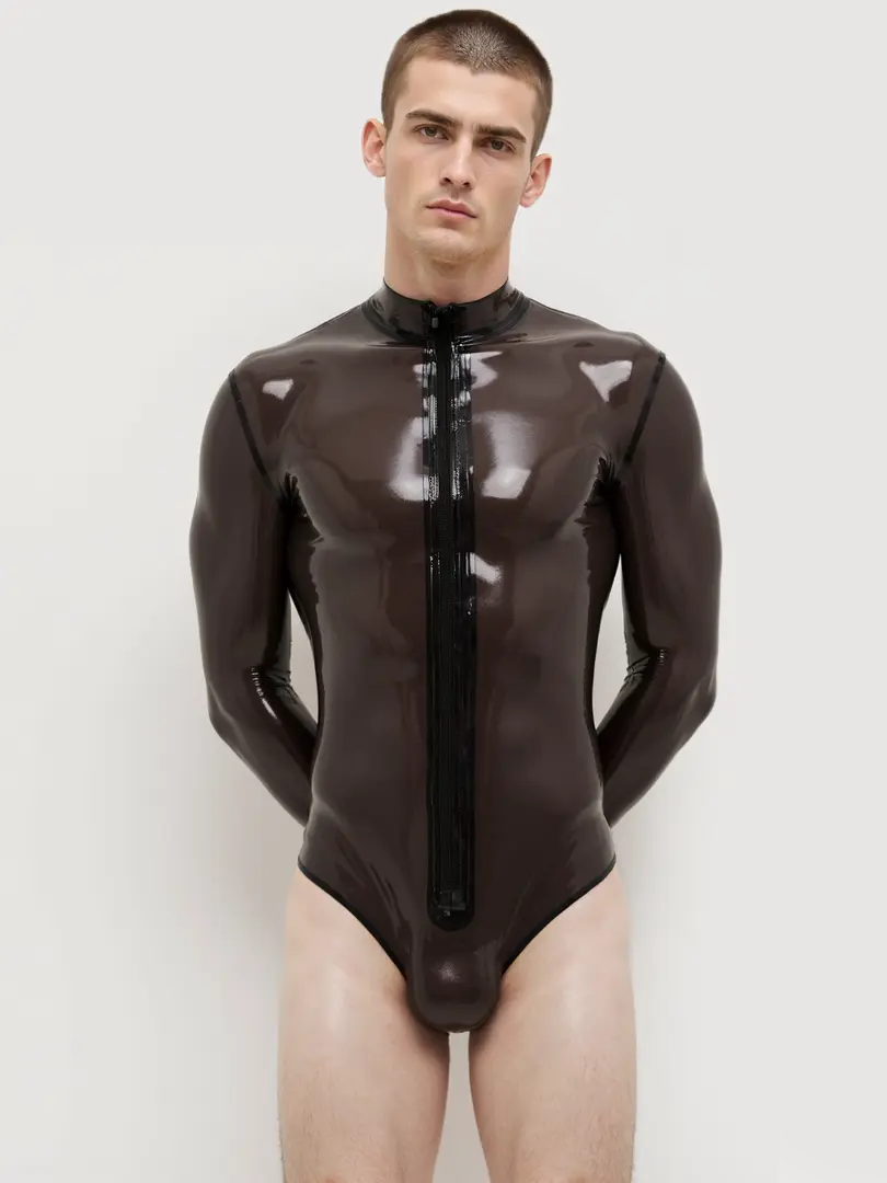 KKP239-2.webp Latex Long-Sleeved Leotard For Men