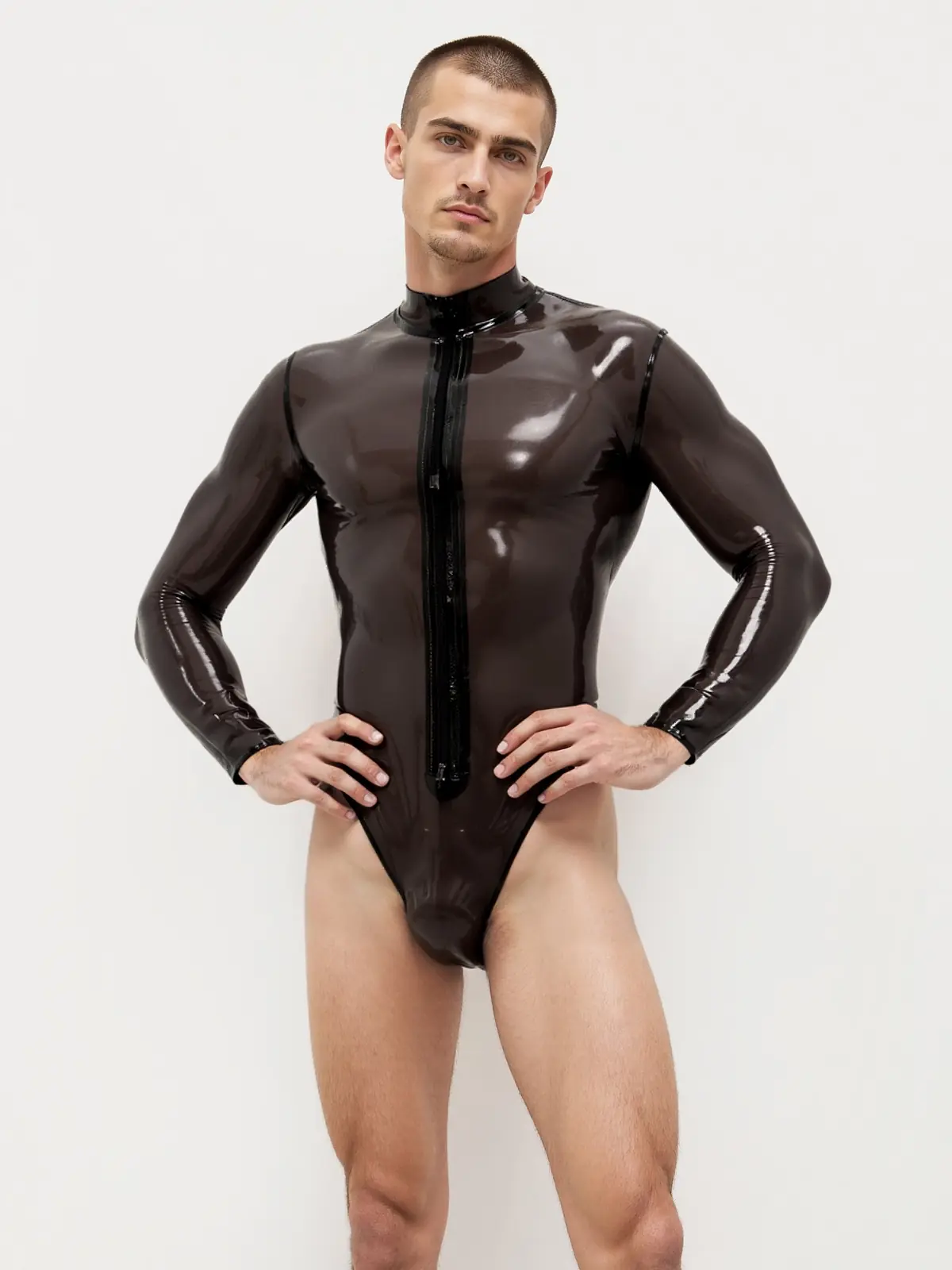 KKP239-3.webp Latex Long-Sleeved Leotard For Men