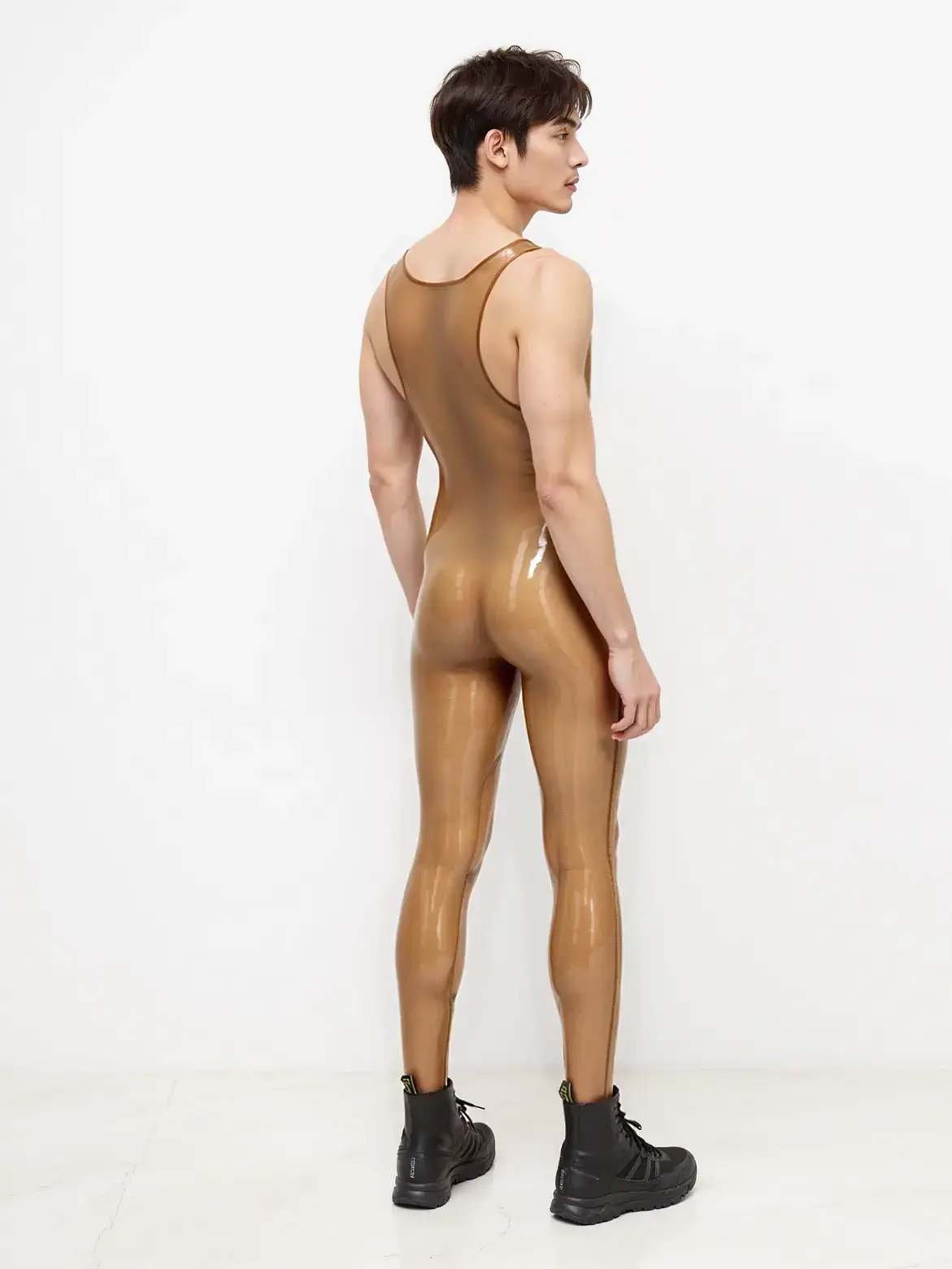 KKP254-5.webp Latex Translucent Codpiece Singlet Leggings Suit For Men