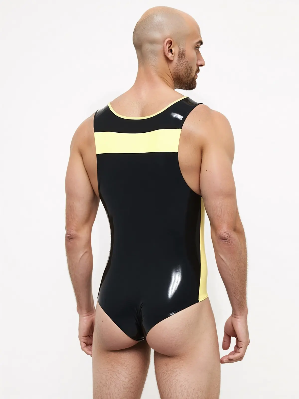 KKP261-3.webp Latex High-Cut Gymnastic Leotard For Men