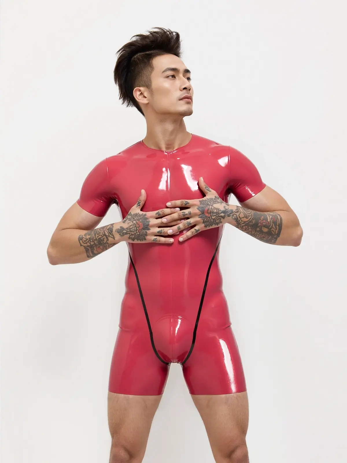 KKP272-2.webp Latex Collarless Short-sleeved Surfsuit For Men