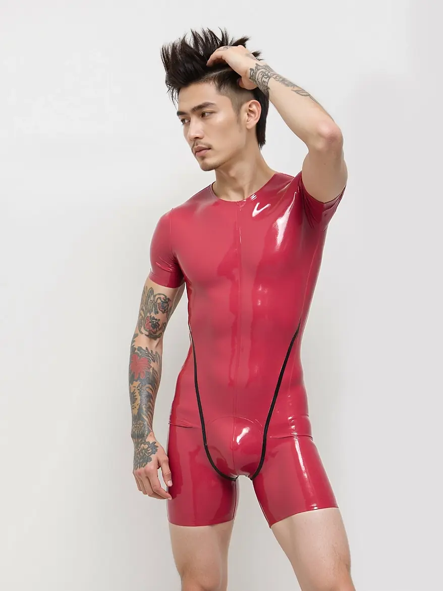 KKP272-3.webp Latex Collarless Short-sleeved Surfsuit For Men