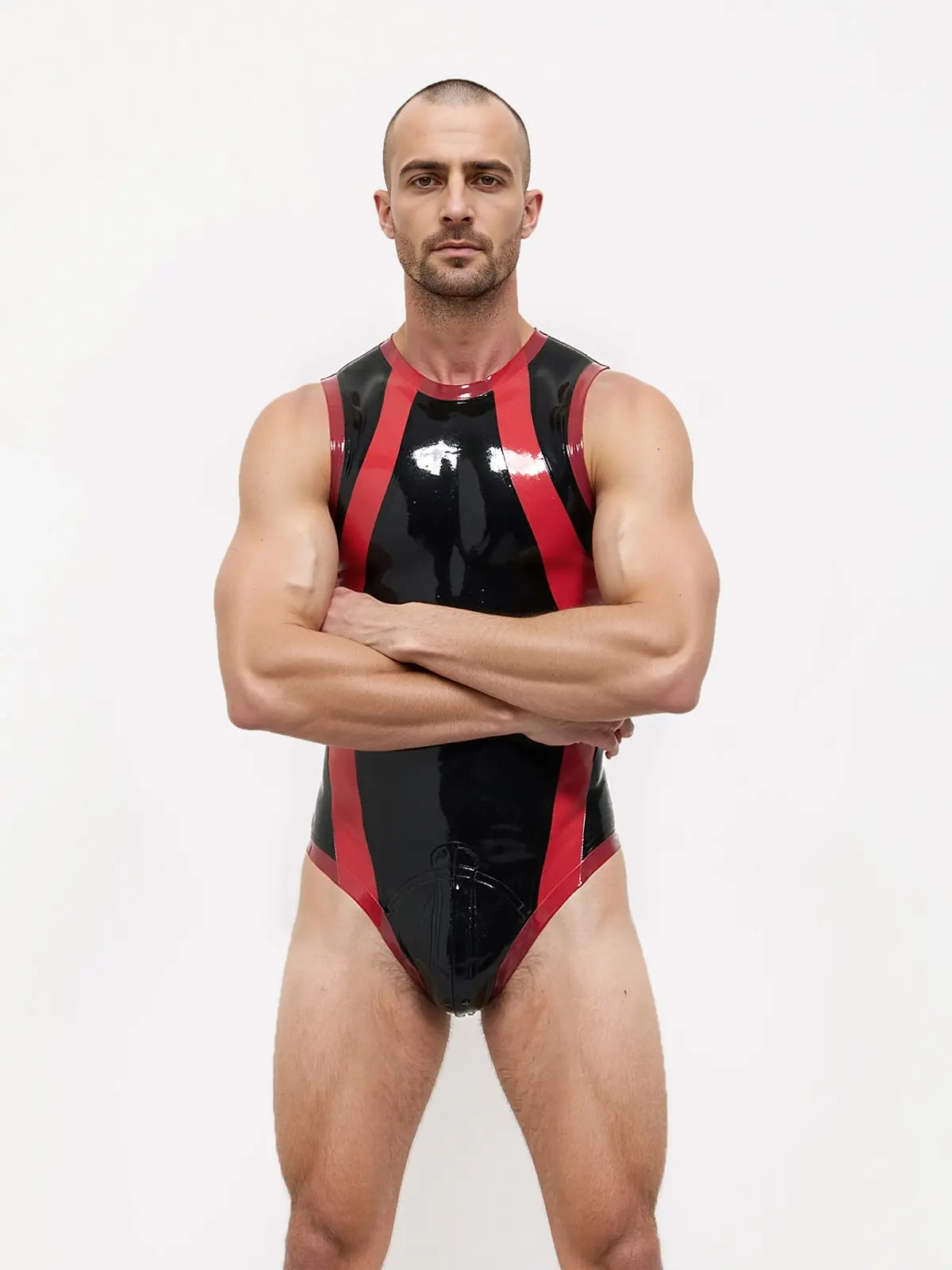 KKP275-5.webp Latex High-Cut Muscle Leotard For Men