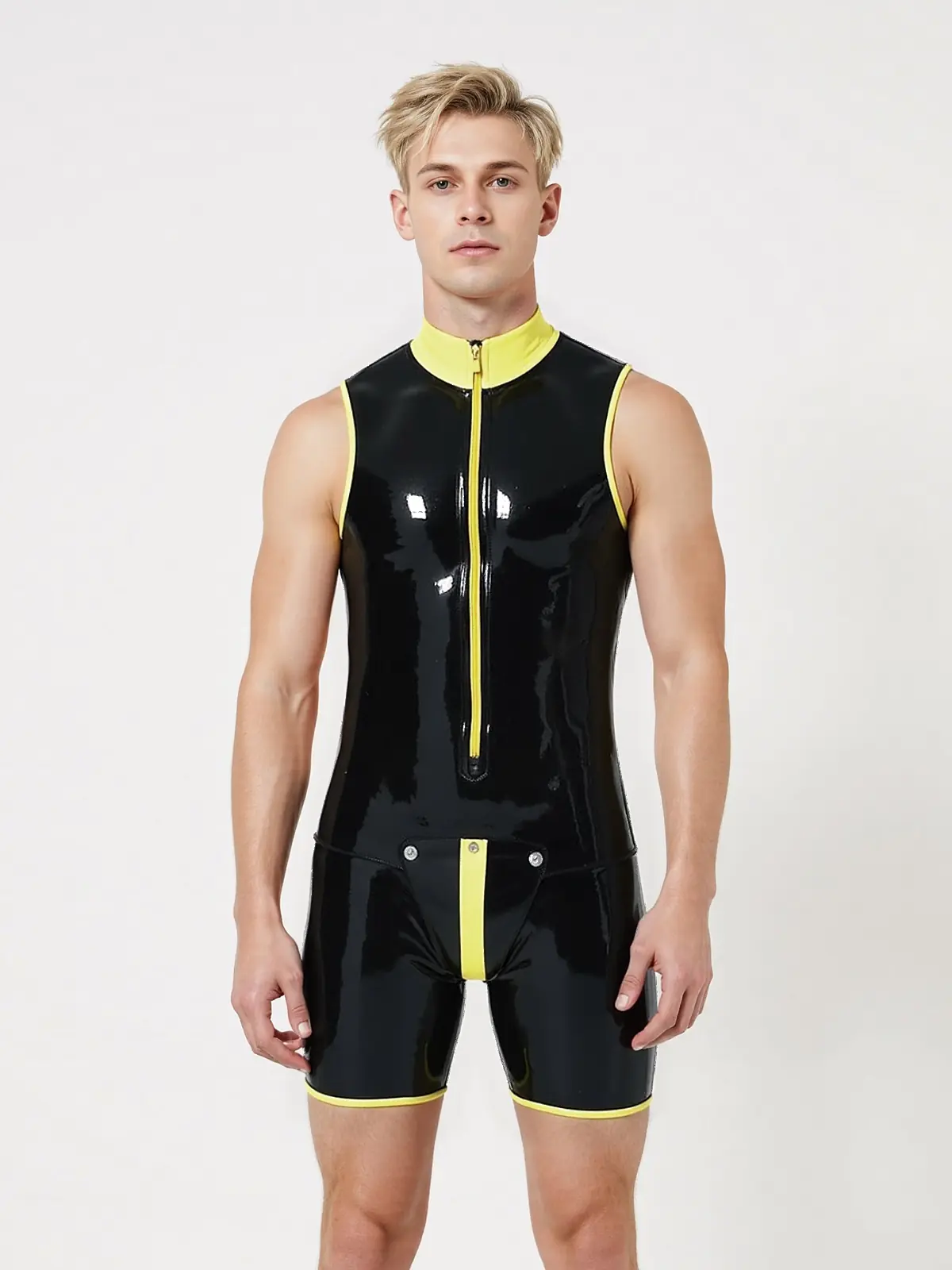 KKP276-2.webp Latex Sleeveless Codpiece Surfsuit For Men