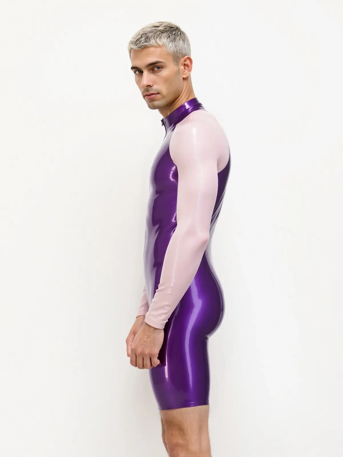 YDL73-2.webp Latex High Neck Bodysuit With Long Sleeves For Men