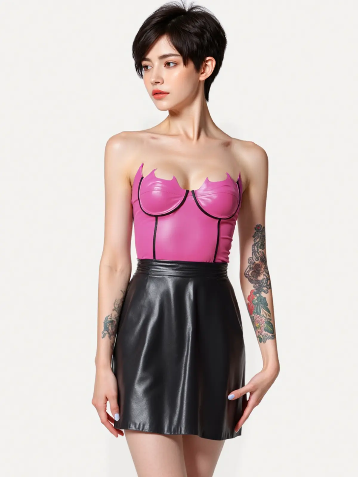 HJ1834-2.webp Latex Batty Rave Rebel Bra Top with Bat Wings Cups & Removable Straps