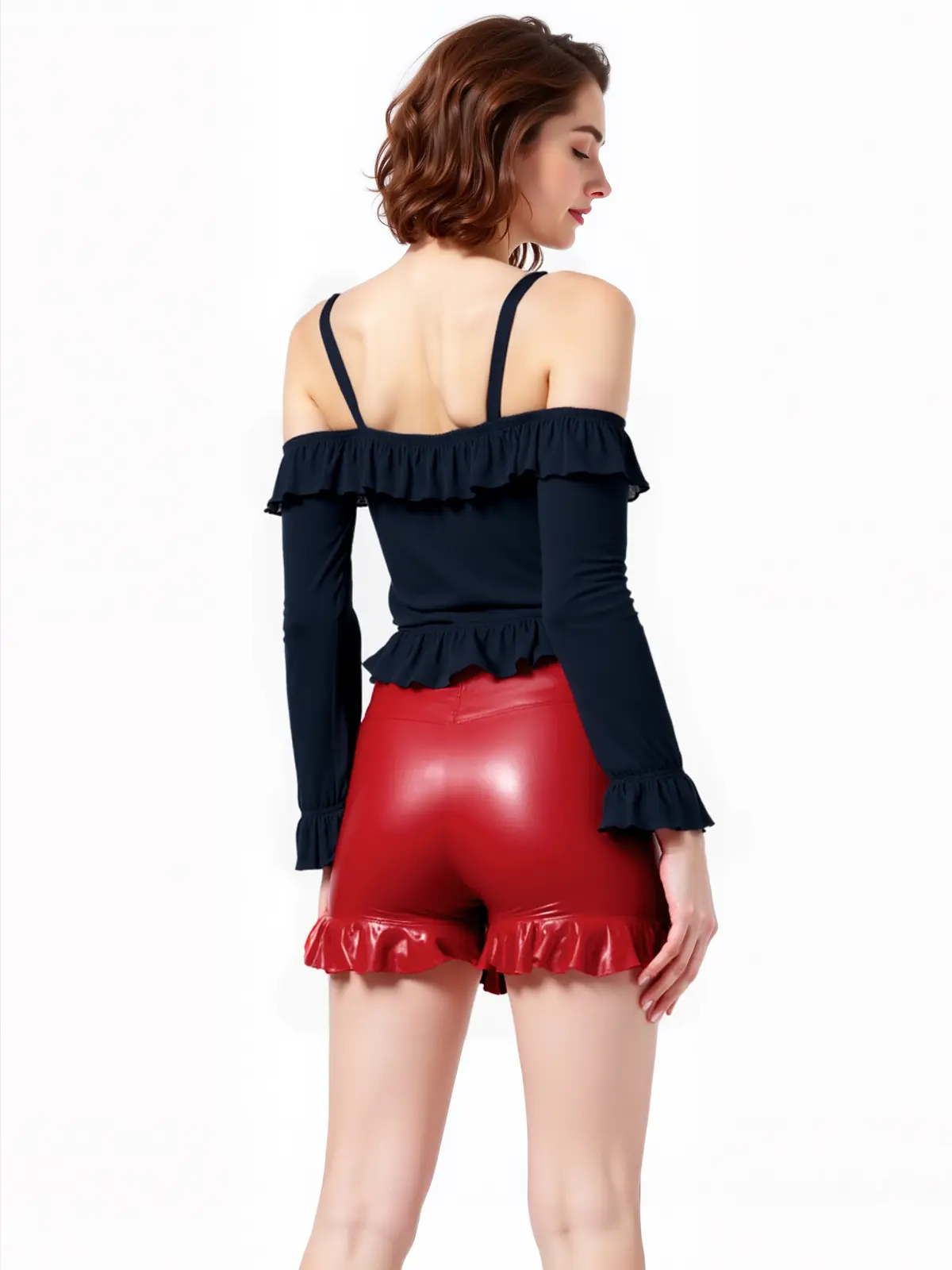 HJ1838-3.webp Latex Ladiana Shorts met ruches
