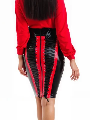 Latex Femme Fatale Pencil Skirt with Back Lacing
