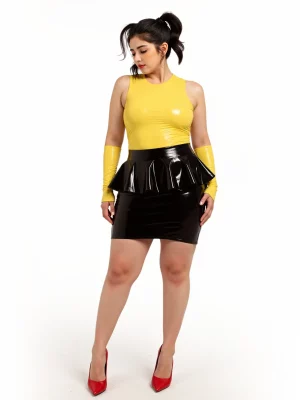 Latex Tube Long Basque Skirt