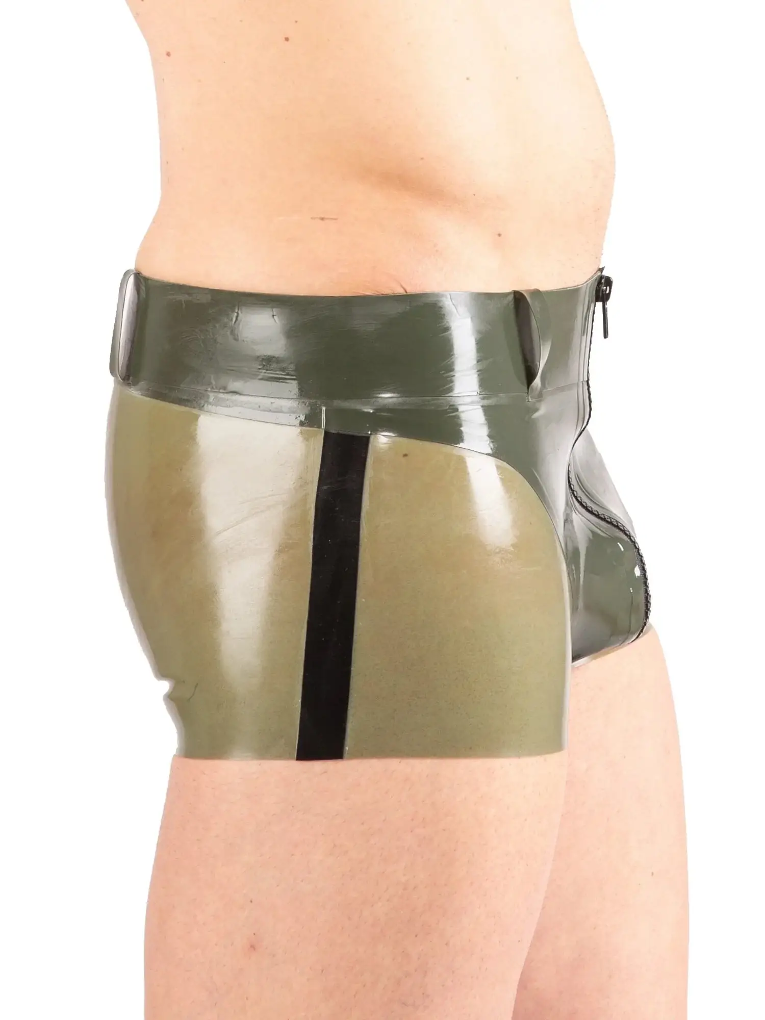 LMB563-2.webp latex Military-style shorts