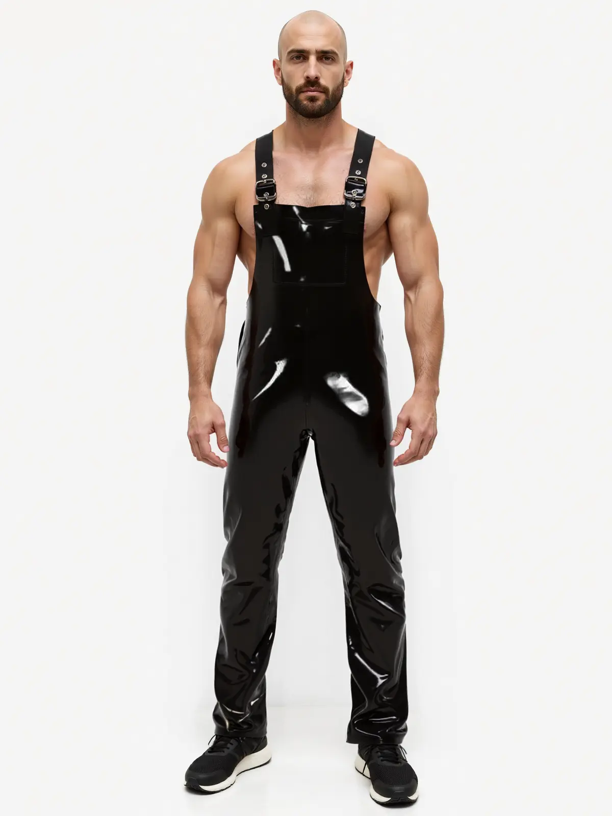 HJ1897-2.webp Latex Mens Black Overalls