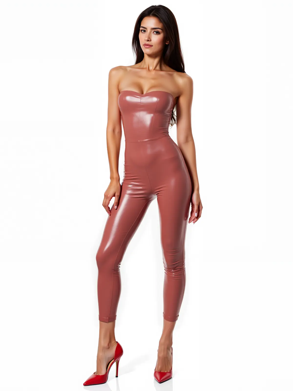 HJ194-2.webp Latex Sleeveless Skinny Tube Top Jumpsuit
