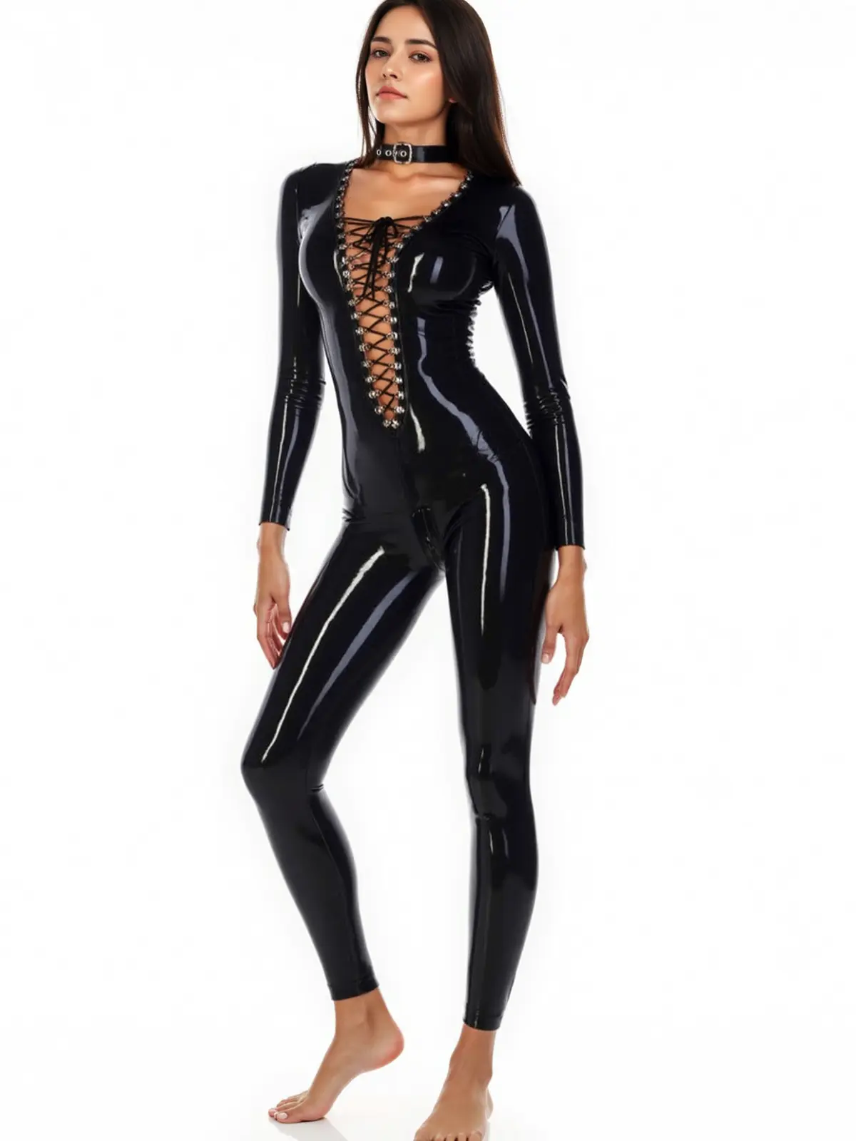 HJ202-1.webp Gorgeous D-Ring Latex Catsuit