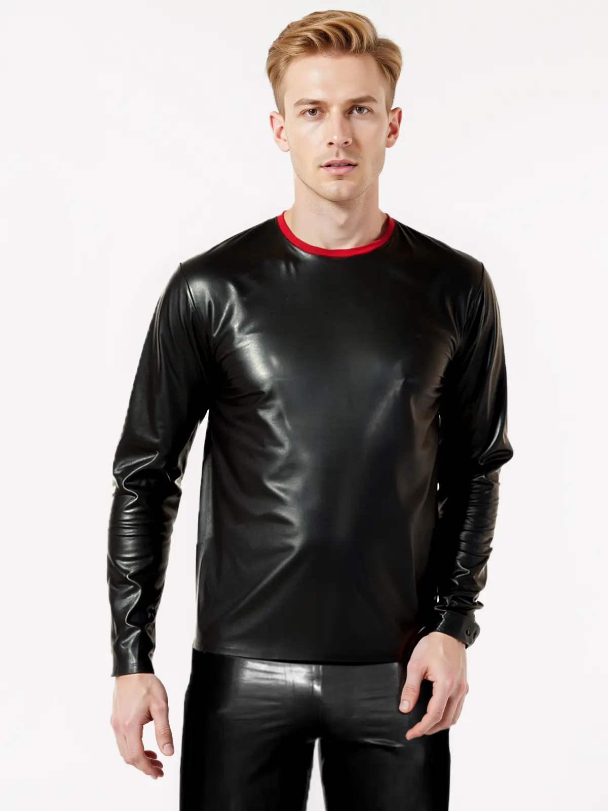 HJ114-1.webp Latex Black Long Pyjama Top only