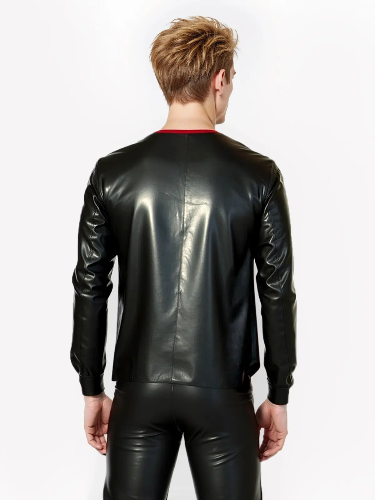 HJ114-2.webp Latex Black Long Pyjama Top only