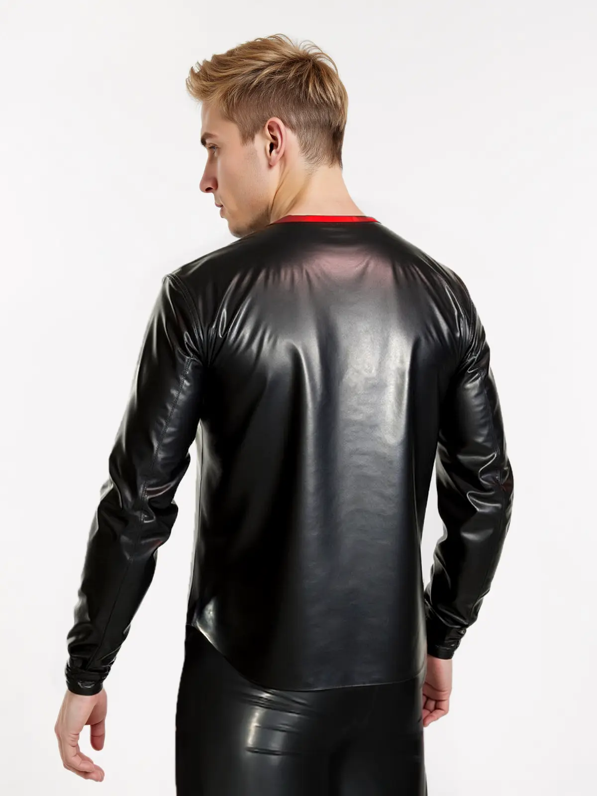 HJ114-4.webp Latex Black Long Pyjama Top only