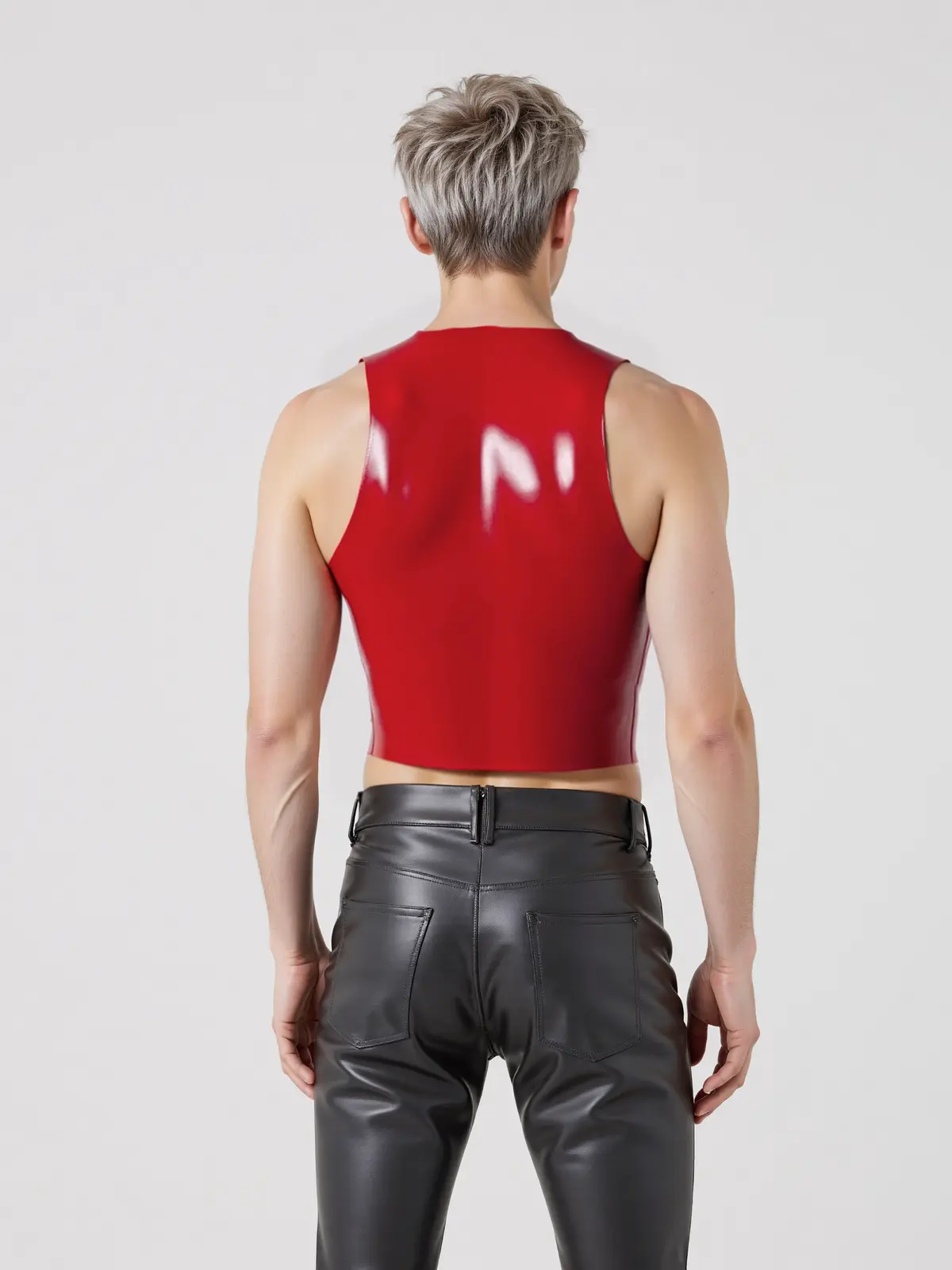 HJ2184-2.webp Latex Red Men's Bar Vest