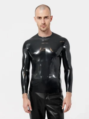 Latex Crew Neck Long Sleeve T-Shirt