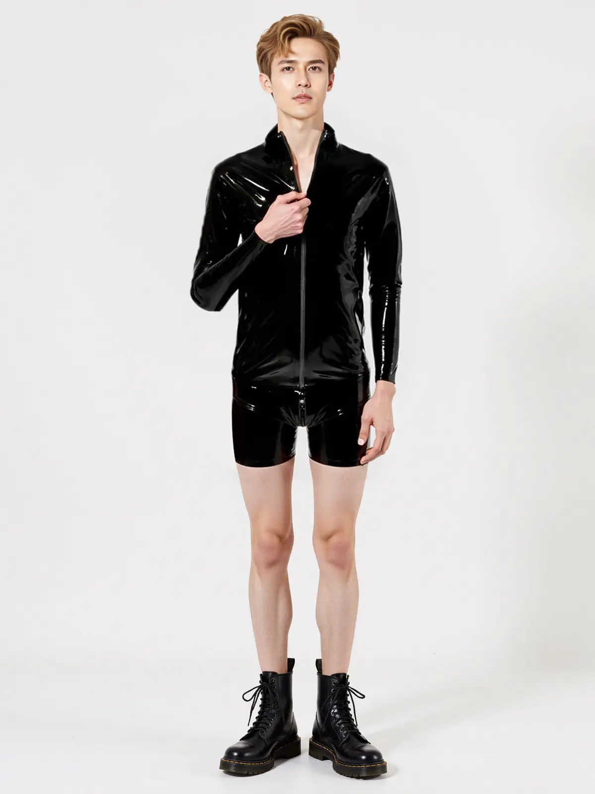 LMB581-6.webp Top t-shirt Jacket zip Tomy latex