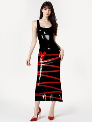 Latex Ribbon Entwined Long Dress