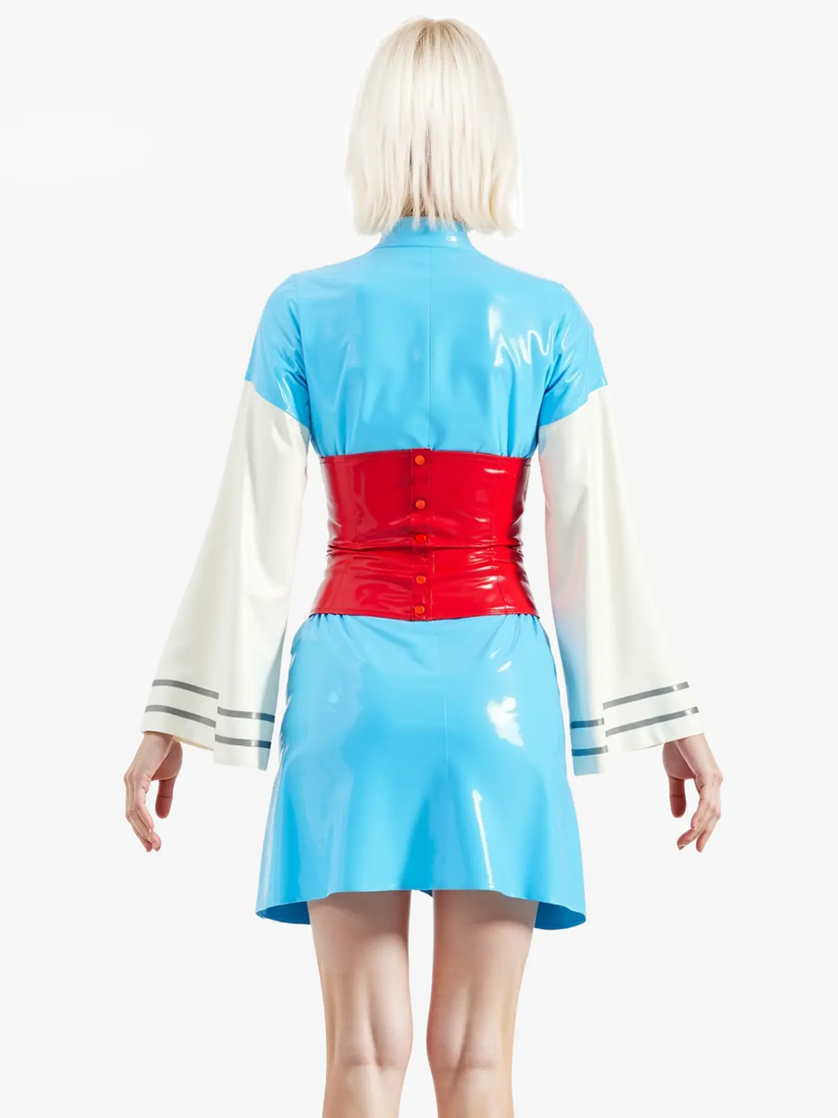 HJLC7-3.webp Latex Deep V Front-Opening Thigh-Length Dress