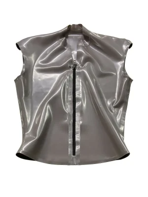 Latex Glossy Crew-Neck Cropped T-Shirt