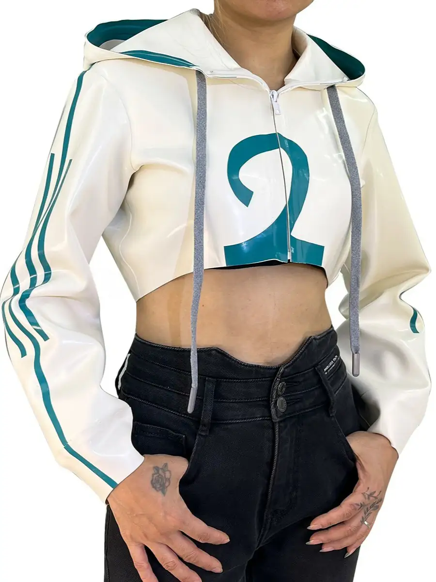 ZM17-1.webp Latex Striped Printed Cropped Hoodie