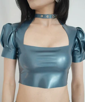Latex Bow Lace Vest Top