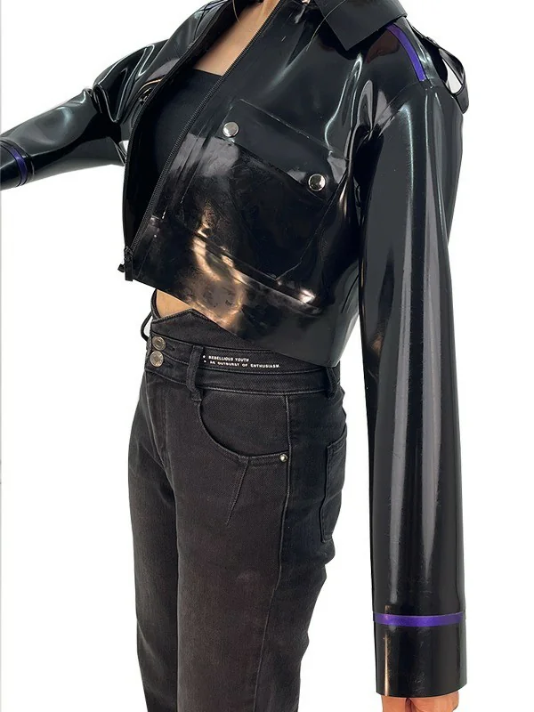 ZM19-2.webp Latex Black & Purple Color-Block Cargo-Style Cropped Jacket