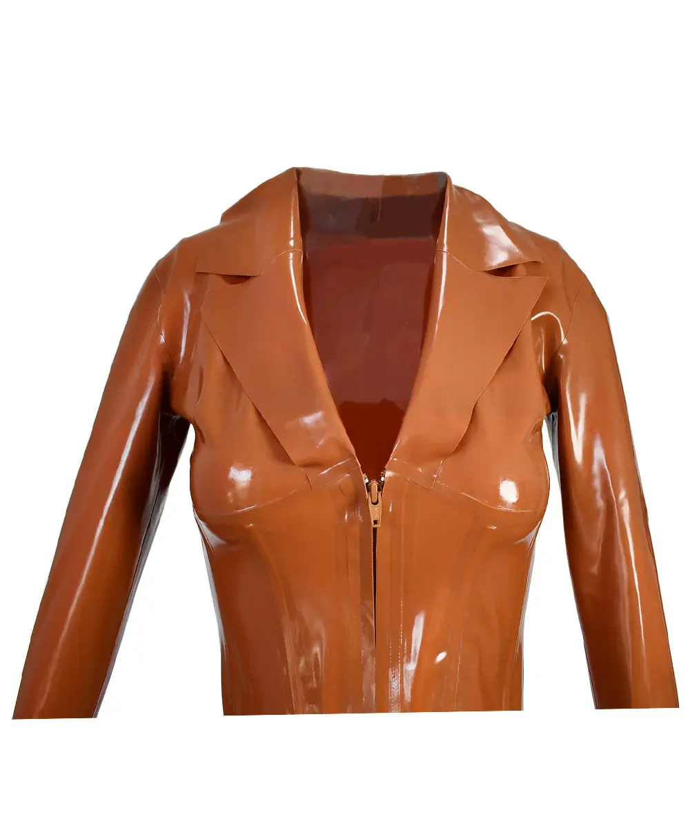 ZM21-3.webp Latex Caramel Notched Collar Zip-Up Corset Top