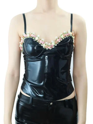 Latex Halter Neck Bustier Top
