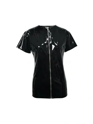 Latex Black Rivet Collar Shirt