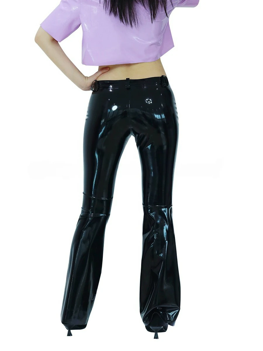 ZM36-4.webp Latex Black High-Waisted Flare Pants