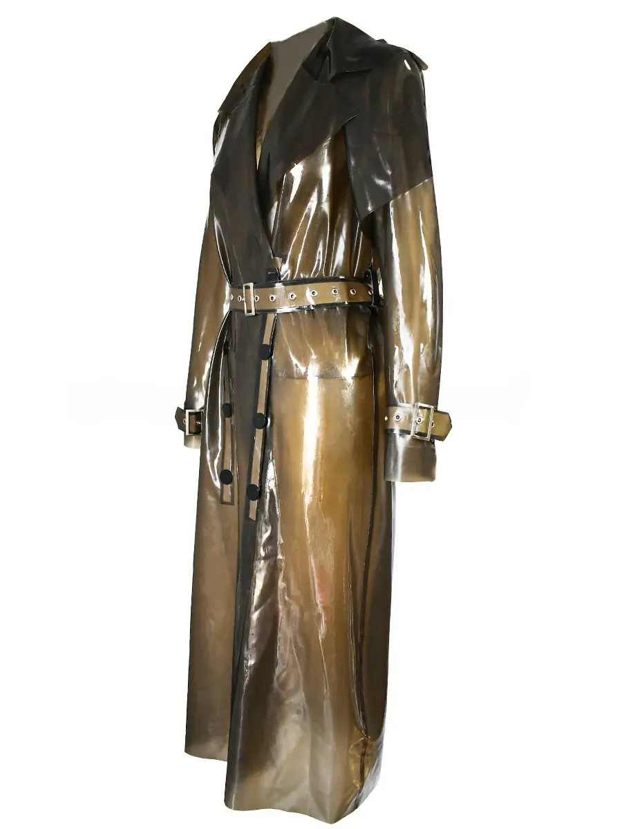 ZM4-4.webp Latex Double-Breasted Long Trench Coat