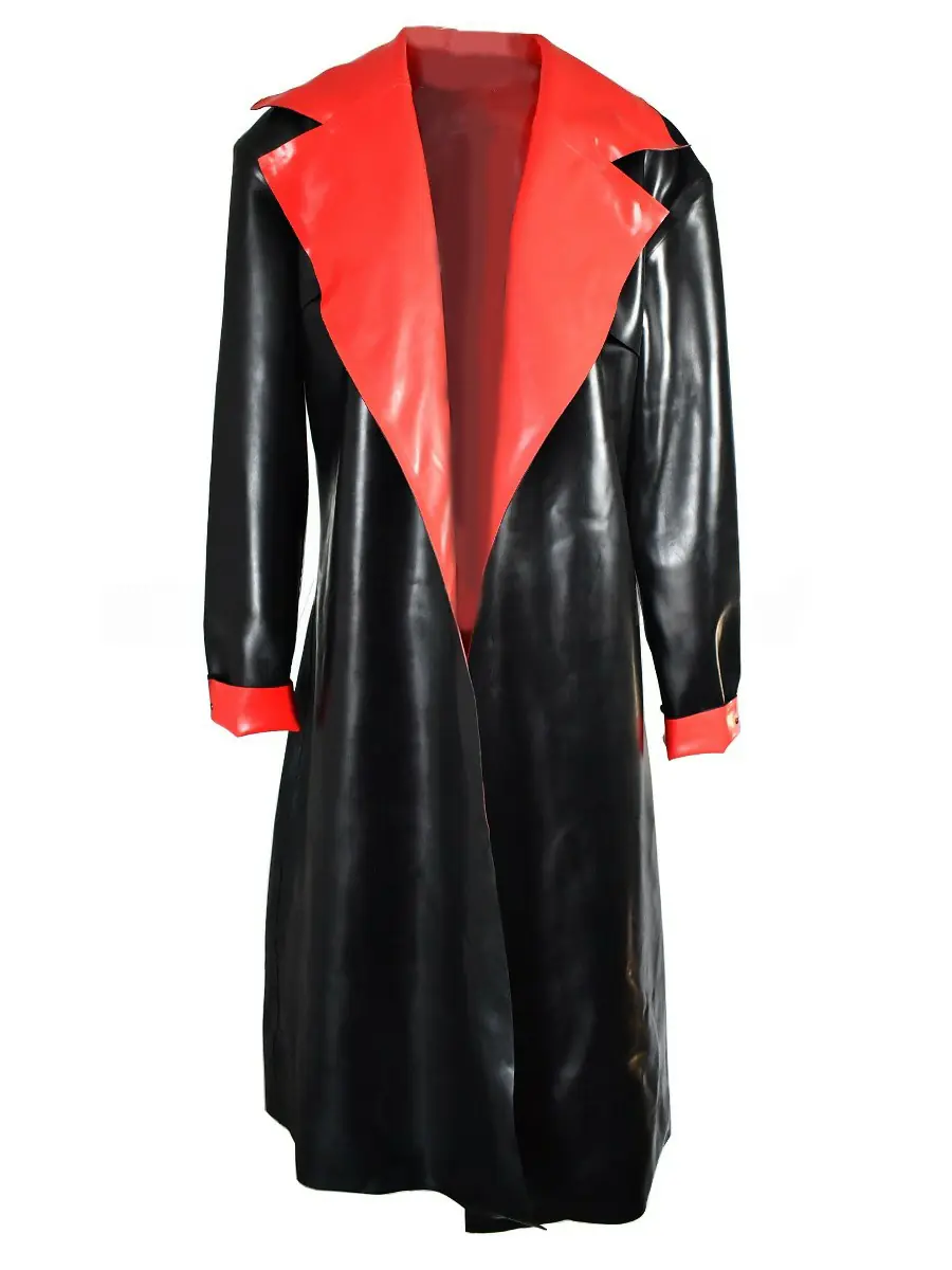 ZM8-1.webp Latex Black-Red Color-Block Lapel Long Trench Coat